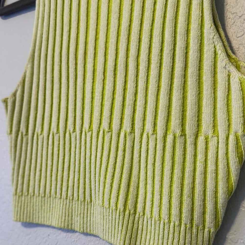 By Together Lime Ribbed Knit Crop Tank - Picture 2 of 6